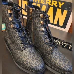 Michael Kors Black and Gold Combat Boots